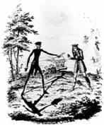 George Cruikshank: „Der Mann in Grau bietet Peter Schemihl seinen Schatten im Tausch gegen seine Seele an“, 1827