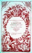 Untersatzkarton von A. Bastier in Limoges, um 1878